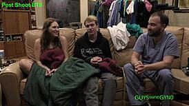 Nurse spreads patient's ass for deep anal fingering in gloves