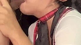 hey watch this sexy colombian milf in schoolgirl lingerie moan through bedroom orgasm on huge cock