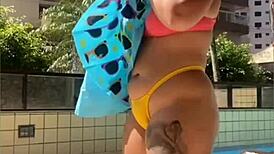 swollen pussy flashes bold on live as curvy redhead spreads wide for exhibitionist thrill