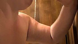 blindfolded bbw chokes gags spits pukes on monster dildo non stop