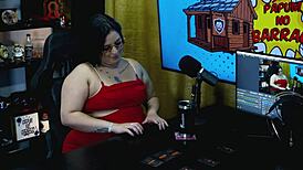 pri melancia shakes huge bbw tits wild on brazil podcast