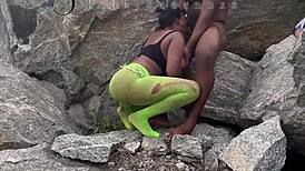 ⭐️i seduced tourist guard fucked him deep on wet rock doggystyle⭐️