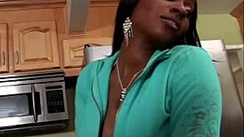 Ebonys Deepthroat On Big Black Cock While Wife Works