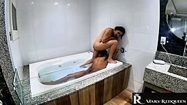 Milf Wife Couldn't Wait, Black Stud Creampies Her in Hydro Bath!
