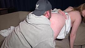 Busty girlfriend squirts wildly after rough house party pounding by friend