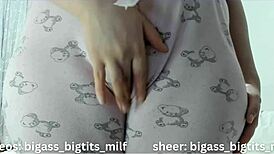 the chubby latina milf spreads her soaked cameltoe pussy in tight pajamas