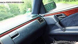 omg blonde hitchhiker babe jumps in the car and rides cock pov style outdoors with her panties aside 🚗💦🍆