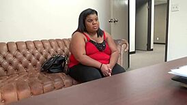 Peaches BBW fat big ass ebony interracial anal rough brutal pain casting interview blowjob