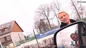 Glassed Blonde Teacher's Tight PUSSY CUM COVERED in Takevan Lunch Break Fuck