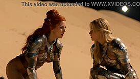 blonde redhead uniform tease in ai-generated seal journey