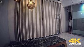 Young big tits babe blows monster cock in sauna