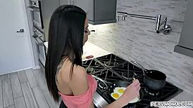 brunette milf eva longs deepthroats stepsons monster cock to cum