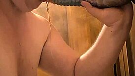 blindfolded bbw chokes gags spits pukes on monster dildo non stop