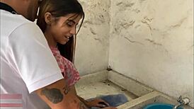 skinny latina hermanastra tempts me to fuck her during laundry full story
