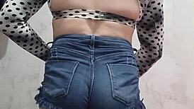 Latina Transsexual Crossdresser Twerks Short Shorts Ass Fetish Solo Tease