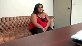 Peaches BBW fat big ass ebony interracial anal rough brutal pain casting interview blowjob