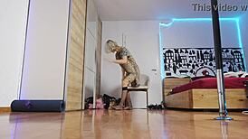 blonde in high heels and socks parades fetish glamour short hair ass