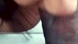 Crossdressing tgirl takes massive BBC pounding hard