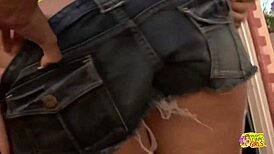 Three Sexy Lesbians Share Double Dildo on Couch Fun