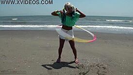 japanese girl teases her deep belly button up close