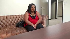 Peaches BBW fat big ass ebony interracial anal rough brutal pain casting interview blowjob