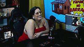pri melancia shakes huge bbw tits wild on brazil podcast