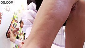 Passion sneaks to gloryhole craving monster cocks shoving deep in her shaved pussy and tight asshole