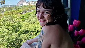 huge cumshot floods her mouth overlooking epic vista view