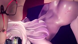 huntress takes virgin ass double dildo apology! so tight!!