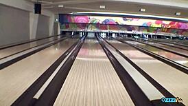 Behind the Bowling Alley Young Asian Sucks Old Cock Deep for Cum in Mouth