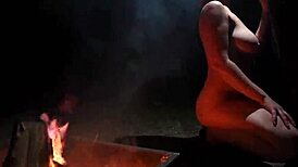 out in forest totally naked sucking fat cock with big tits bouncing 🌳🍆