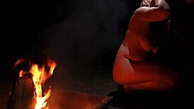 out in forest totally naked sucking fat cock with big tits bouncing 🌳🍆