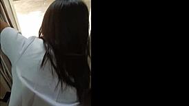 Young Thai nurse fucked in office with exciting open window