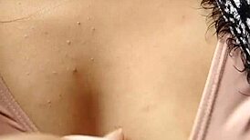 Horny Latina Plays with Small Natural Tits During Massage