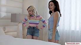 college sorority girls hungrily lick shaved pussies in sensual lesbian play