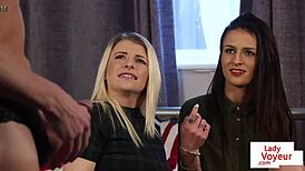 british femdom in lingerie sissifies tattooed peeping tom voyeur