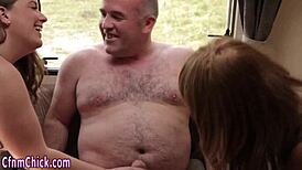 hey british femdoms tug off guys in cfnm humiliation handjob threesome