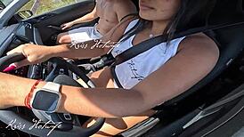 giving stranger a car blowjob ride in public roleplay thrill