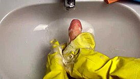 hot housewife cleans soaked dildo post pussy pounding homemade amateur action