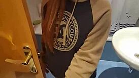 quick toilet fuck with squirting mommy and muscular guy 💦🚽