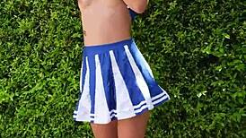 wanna watch super sexy cheerleader neighbor rip clothes flash natural tits dance naked outdoors teasing?