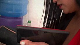 hot backstage latina babes with hairy pussies licking and teasing everything