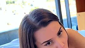 Horny Petite Brunette Takes Intense POV Cock in Wet Bed Fuck