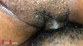A beautiful african woman enjoys detailed close-up intimate action
