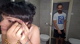 Chubby Latina Stepmom Creampied in Bathroom Doggystyle