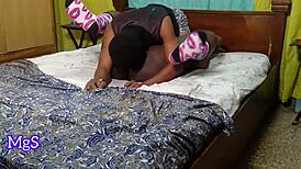 Amateur pornstar slave gets juicy pussy licked raw in bedroom BDSM