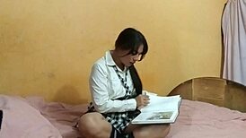 stepsis student begs bro suck her pussy then ride him wild