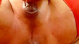 latina tranny stretches anal gape wide with dildo