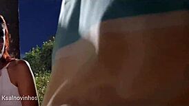 redhead amateur gives risky public street blowjob with dirty talk