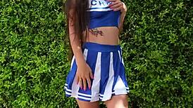 wanna watch super sexy cheerleader neighbor rip clothes flash natural tits dance naked outdoors teasing?